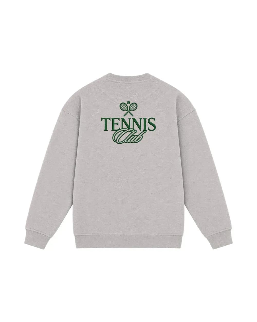 Sweat gris, écusson Tennis Club brodé au dos